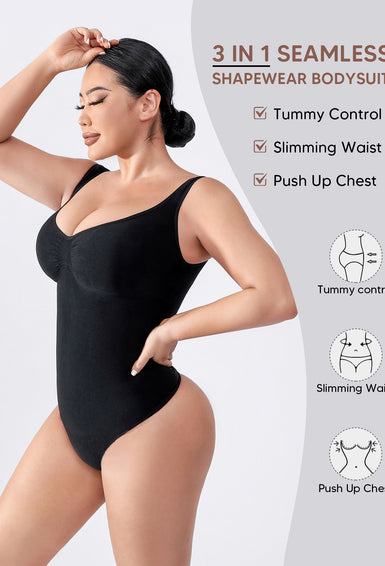 Shapewear Bodysuit for Women Tummy Control V-Neck Tank Top Thong Body Shaper