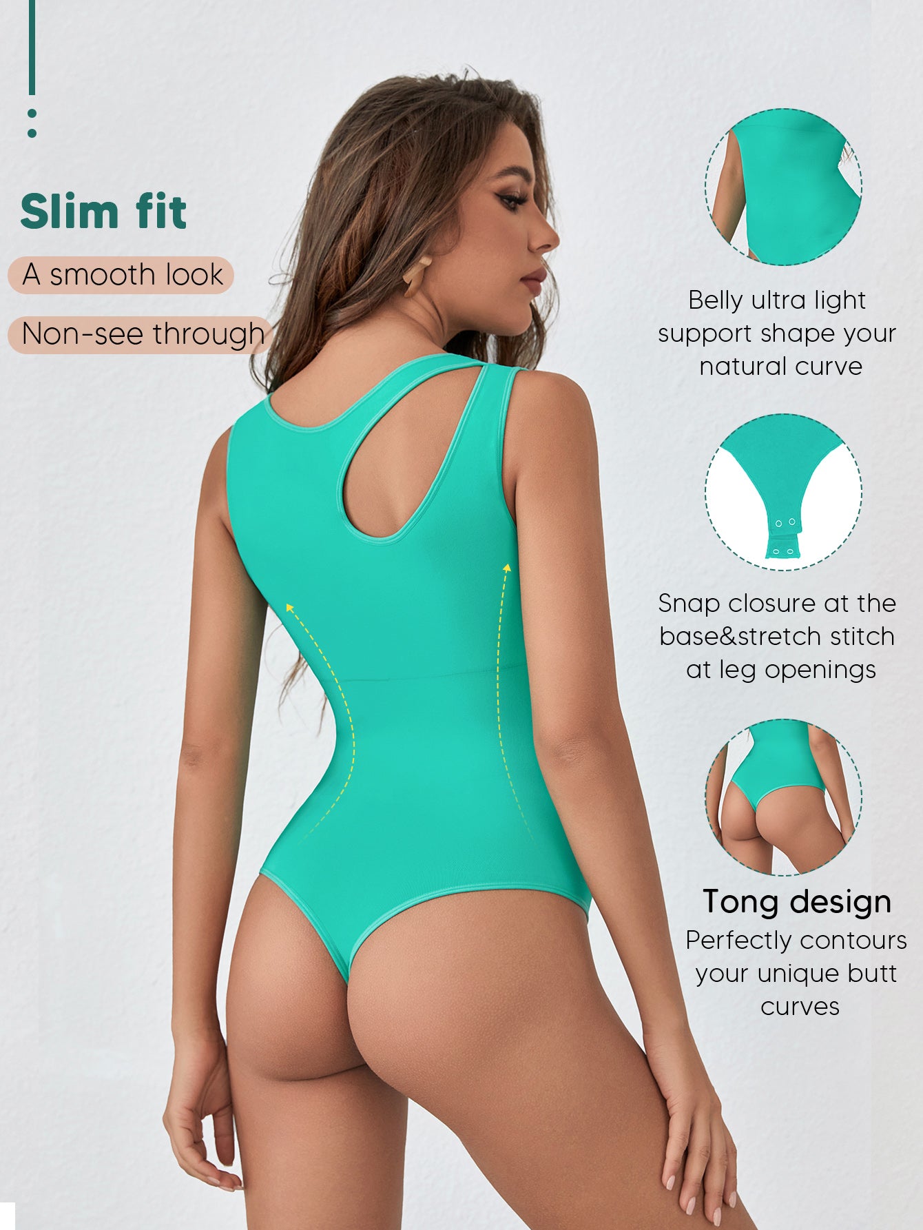 Trendy Sleeveless Fitted Thong Bodysuits for Womens Sexy Going Out Leotards