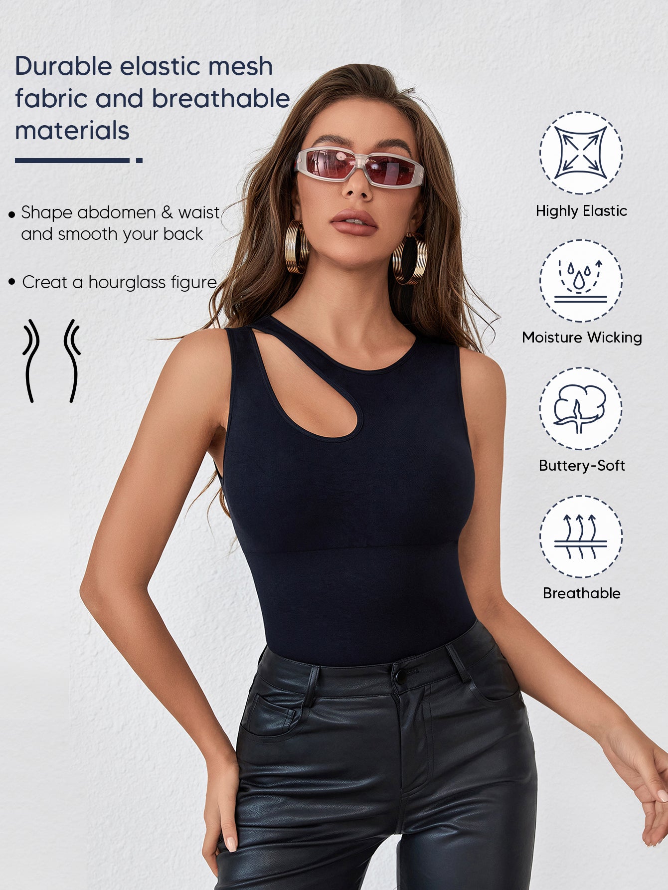 Trendy Sleeveless Fitted Thong Bodysuits for Womens Sexy Going Out Leotards