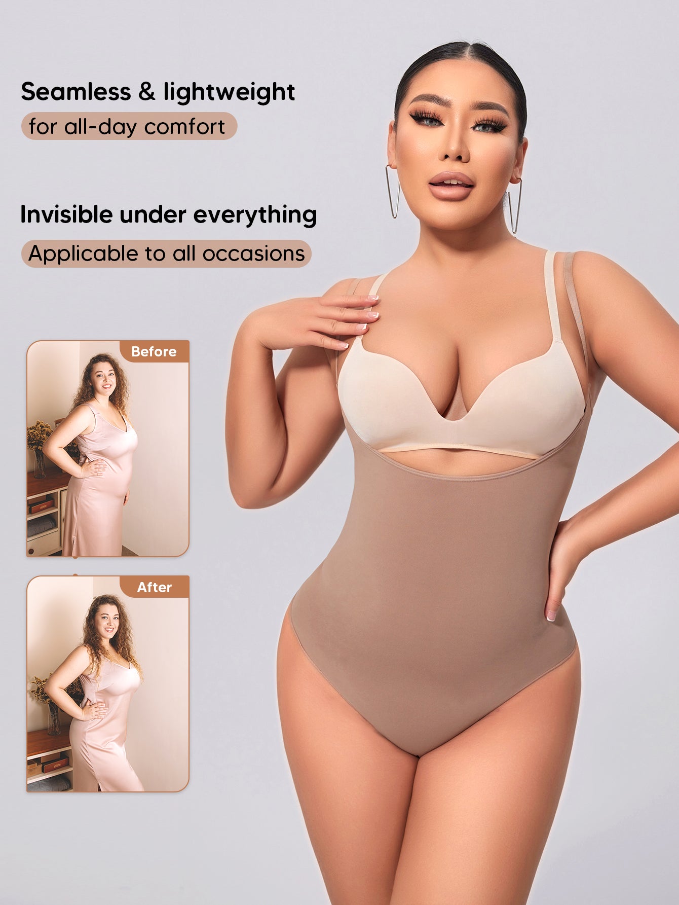 Thong Shapewear Bodysuit for Women Open Bust Sculpting Lifting Body Shaper
