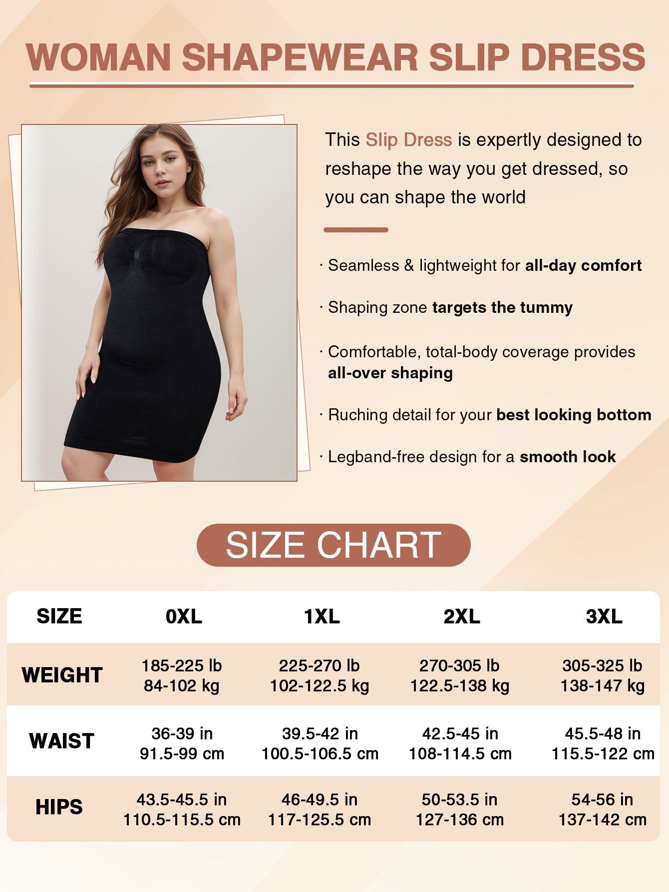 Strapless Shapewear Full Slip for Under Dresses Tummy Control Seamless Dress Slip