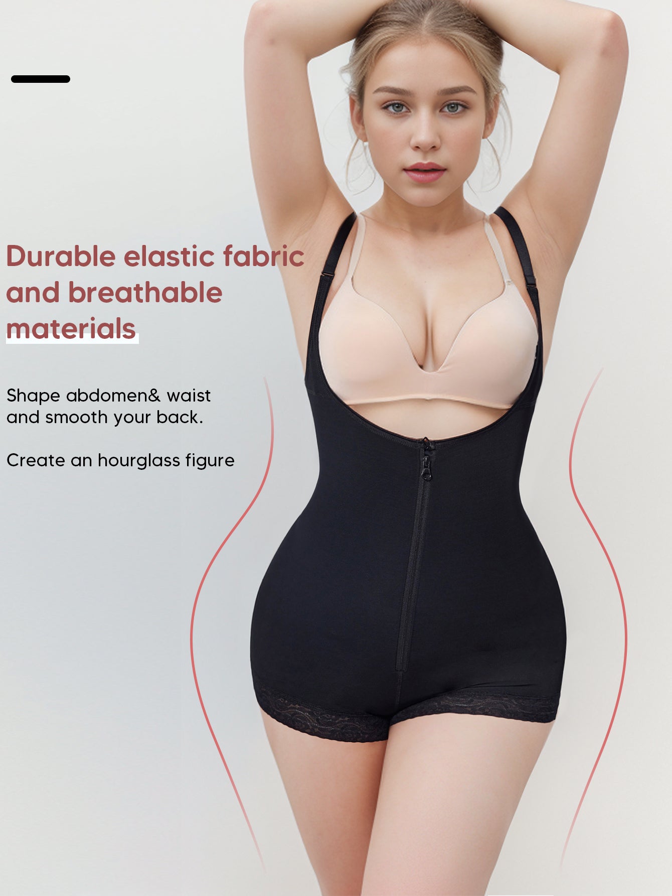 Women Tummy Control Faja Colombiana Open Bust Bodysuit shorts with Zipper Crotch