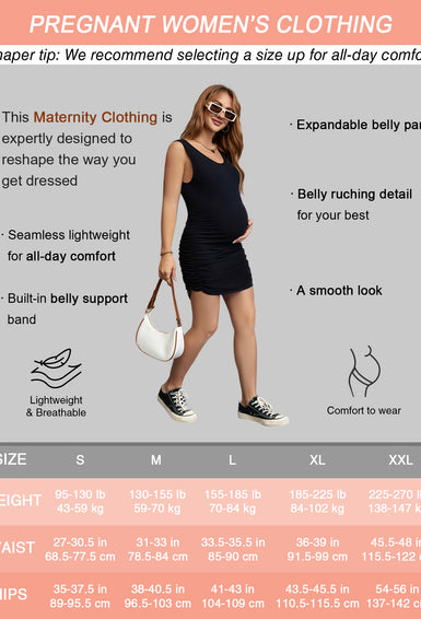 Women Summer Sleeveless Maternity Dress Pregnancy Tank Scoop Neck Mama Clothes