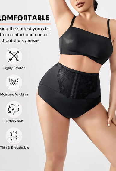High Waisted Double Tummy Control Shapewear Waist Trainer Thong Underwear