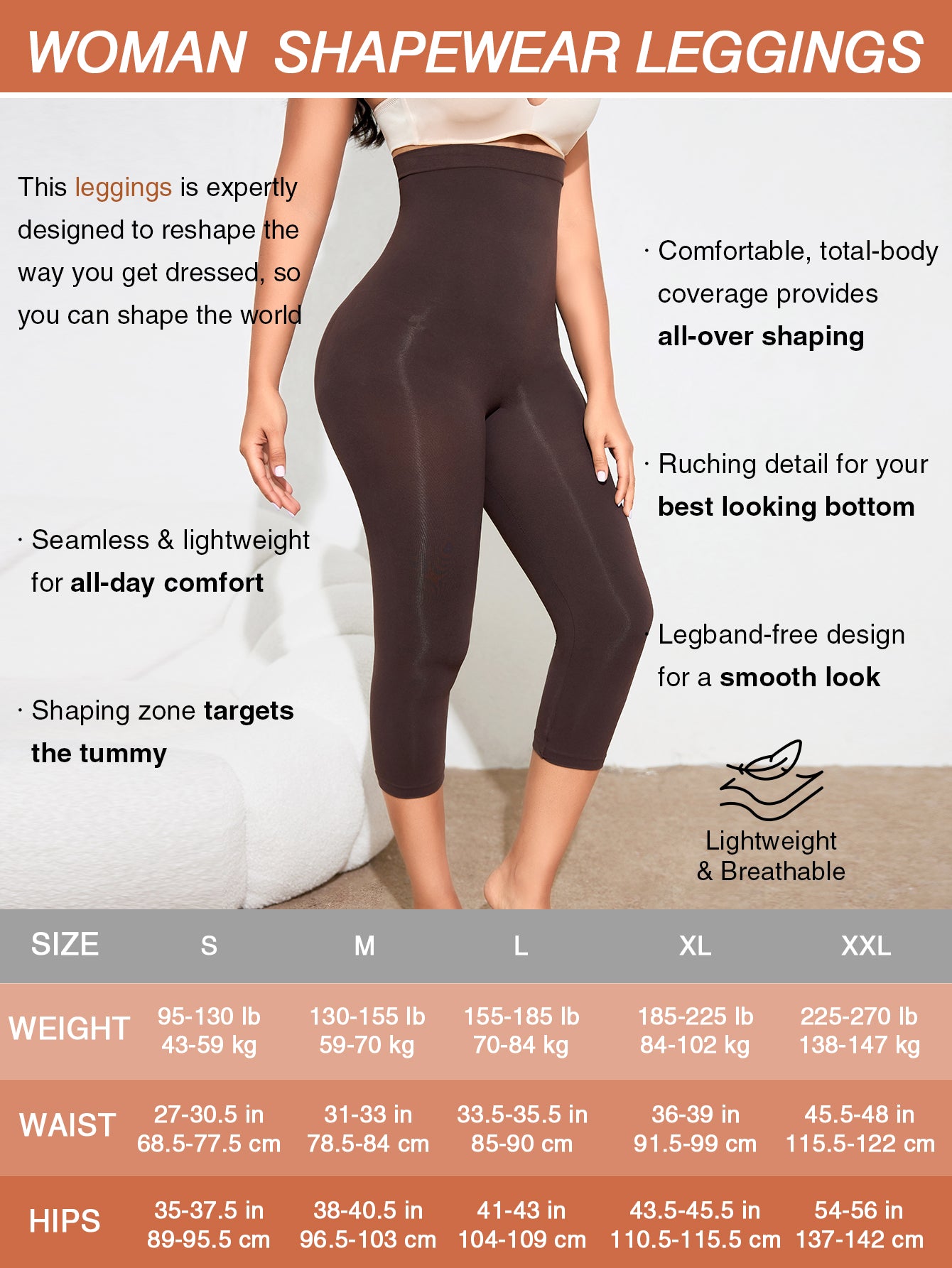 Seamless Tummy Control Compression Leggings Butt Lifting Stretchy Capri