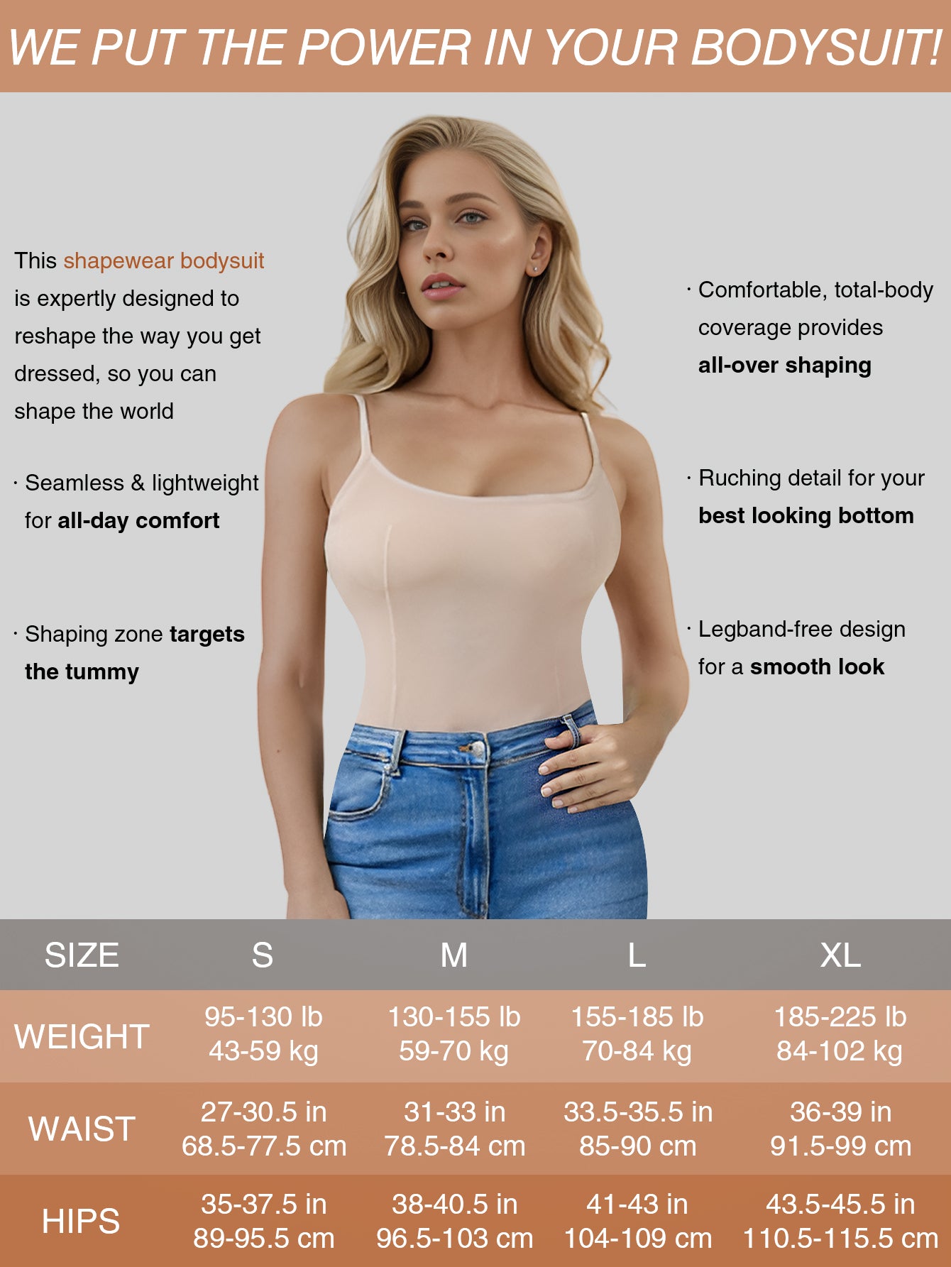 Backless Shapewear Bodysuit Thong Light Compression Sleeveless Body shaper