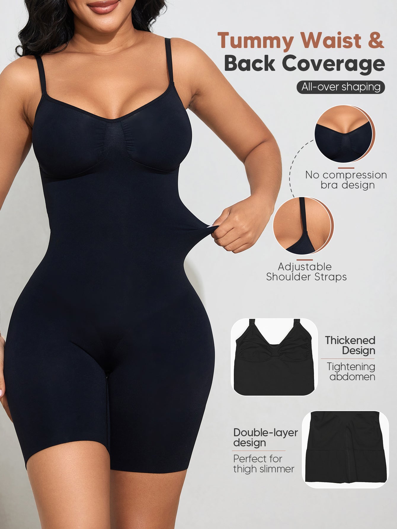 Low Back Shapewear for Women Tummy Control Bodysuit for Wedding Dresses