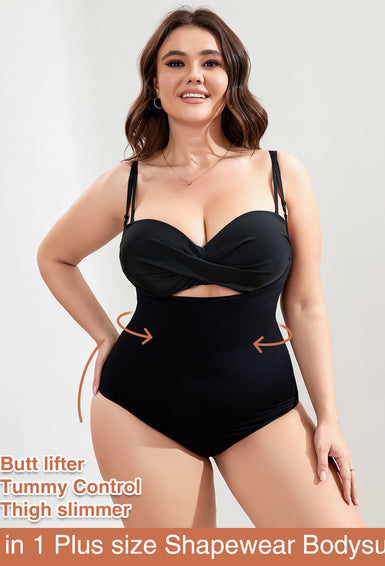Ultra-Light Support Open Bust Seamless Shapewear Bodysuit for Plus Size