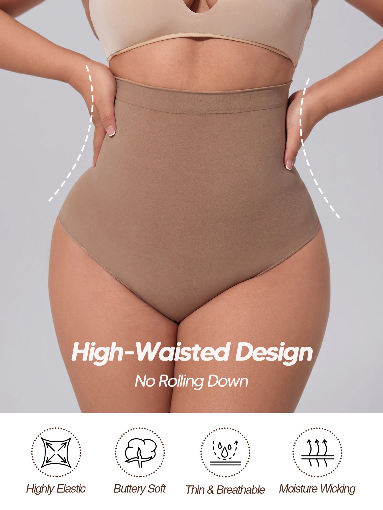 Seamless Thong Shapewear for Tummy Control High Waisted Shaping Thong Underwear