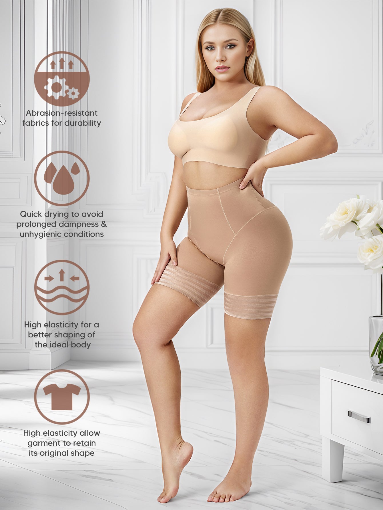 MUEE Waist Cincher Shapewear Shorts Body Shaper Shorts Girdles Thigh Slimmer