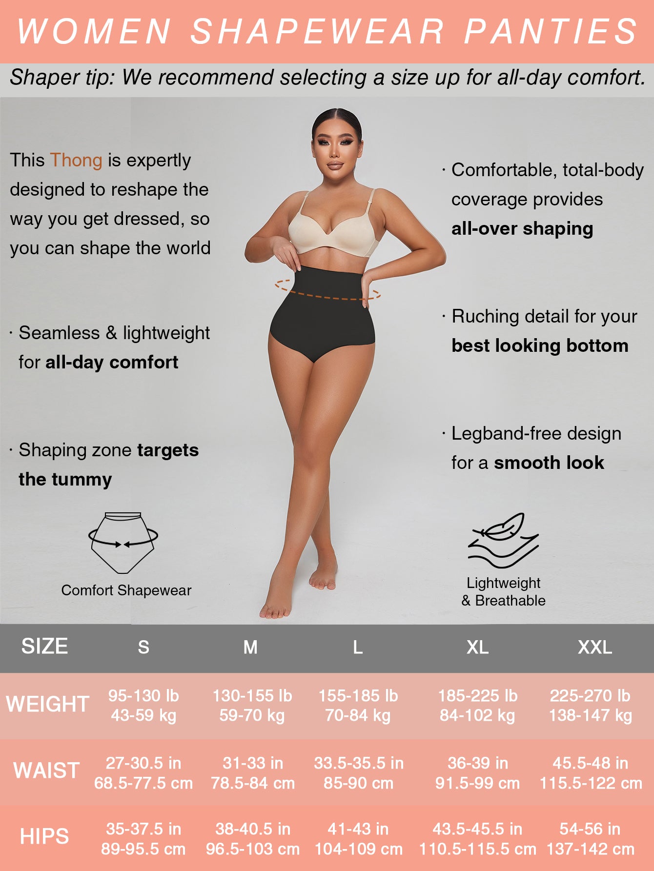 Tummy Control Thong Shapewear for Women Shaping Underwear Seamless Panties Girdle