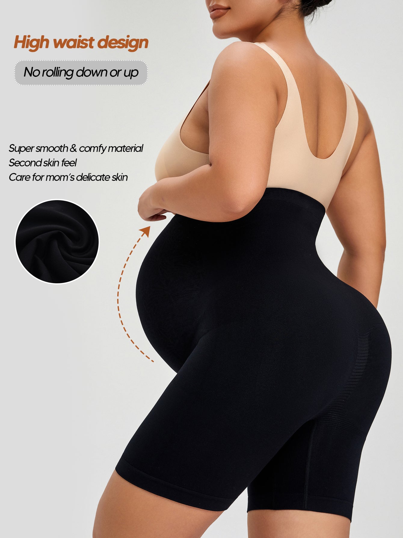 Seamless Maternity Shapewear Shorts, High Waist Belly Support Underwear