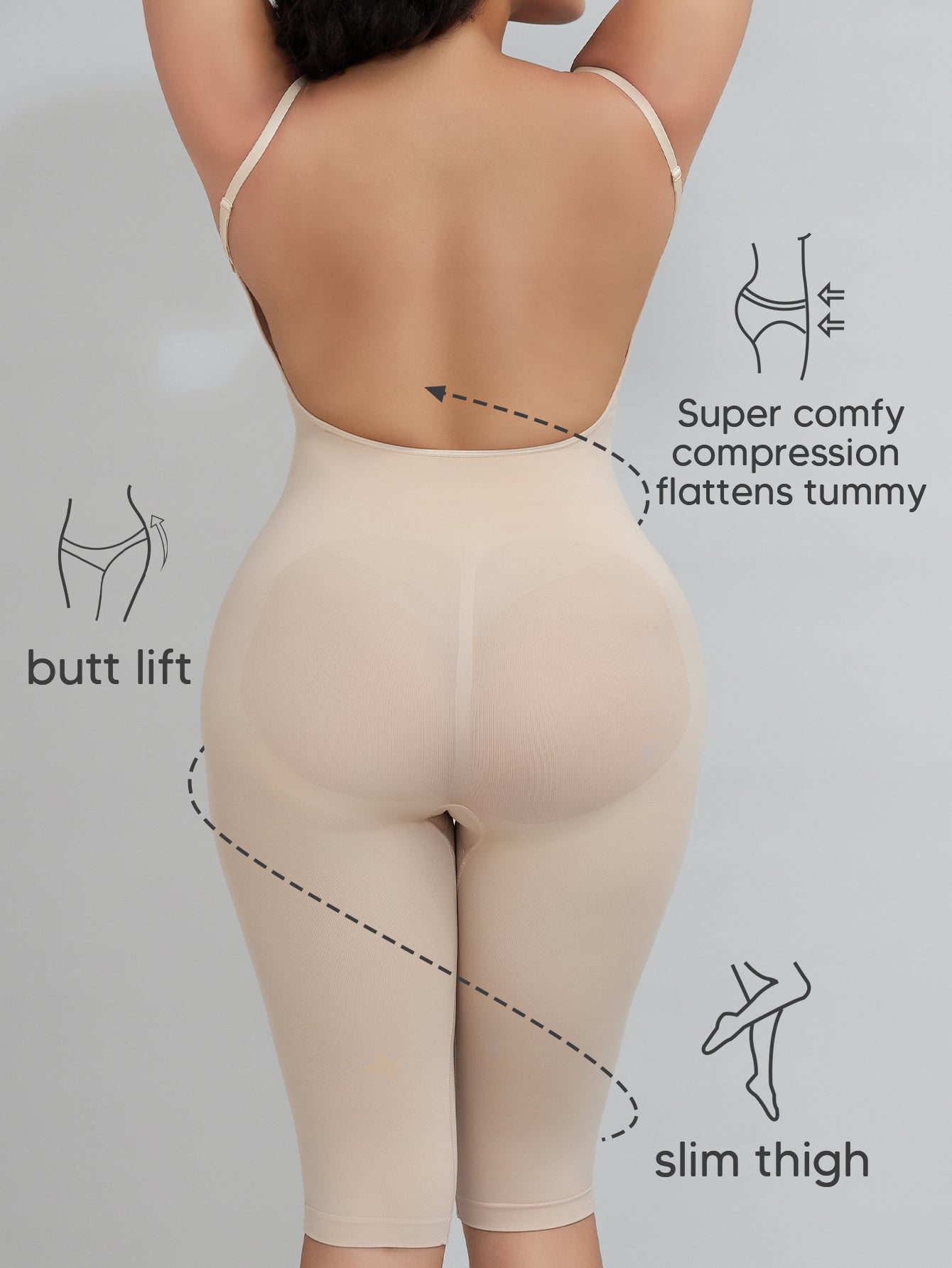 Seamless Backless Shapewear Strapless Bodysuits Women Low Back Body Shaper