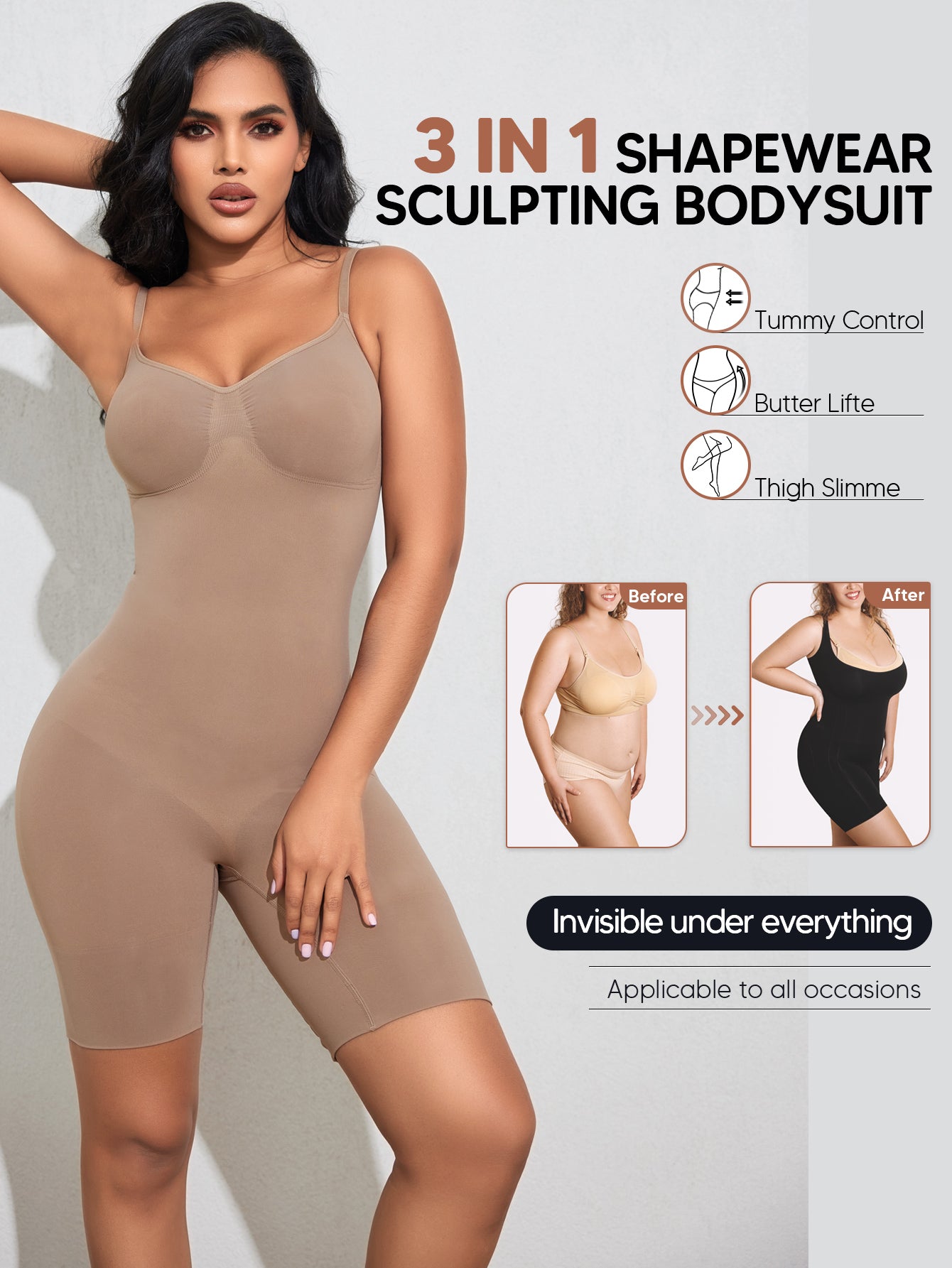 Low Back Shapewear for Women Tummy Control Bodysuit for Wedding Dresses