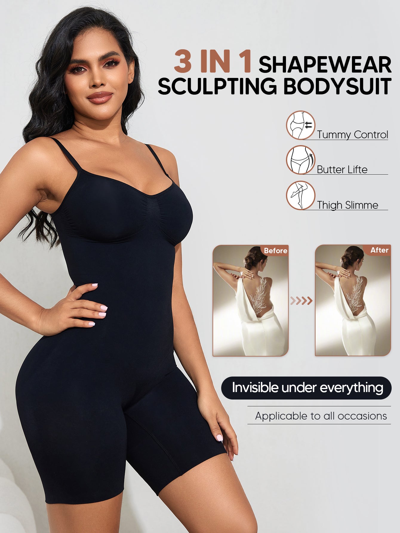 Low Back Shapewear for Women Tummy Control Bodysuit for Wedding Dresses