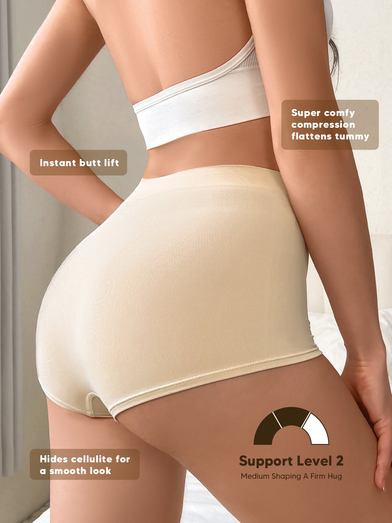 Basic Layers Mid-Rise Shaping Brief Breathable Panties Classic Underwear for Women