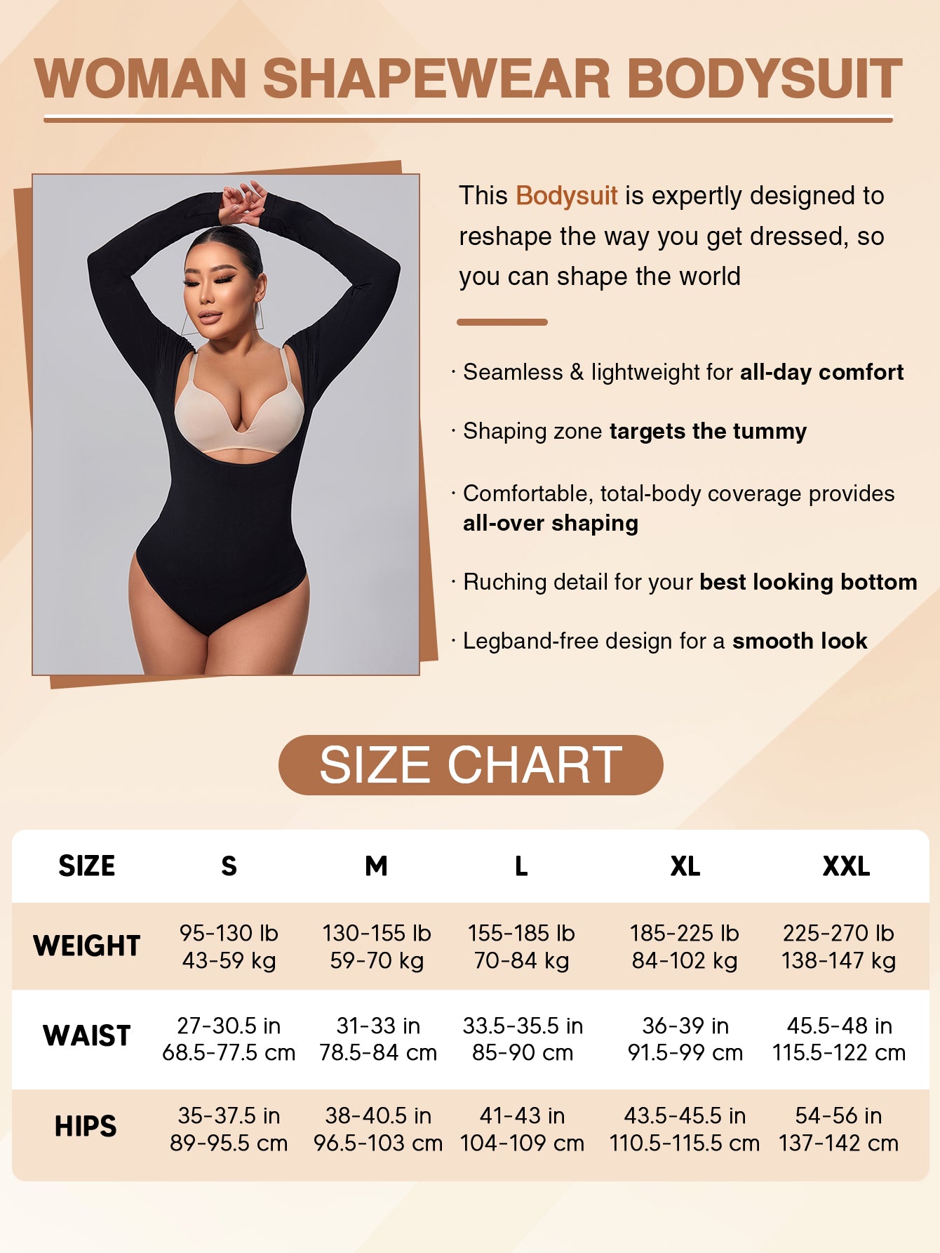 Open Bust Shapewear Bodysuit Shirt Arm Slimmer Long Sleeve Compression Top