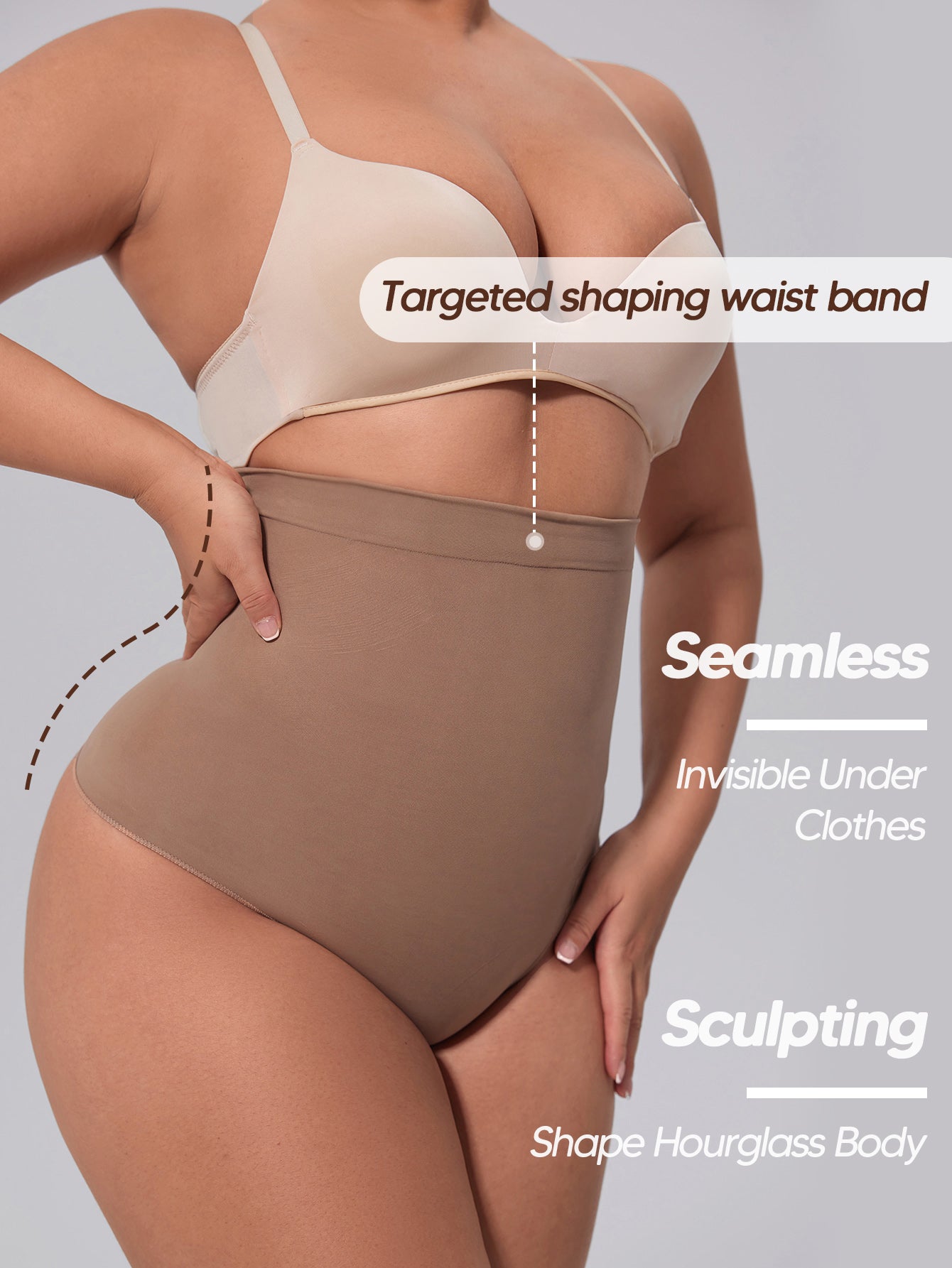 Seamless Thong Shapewear for Tummy Control High Waisted Shaping Thong Underwear