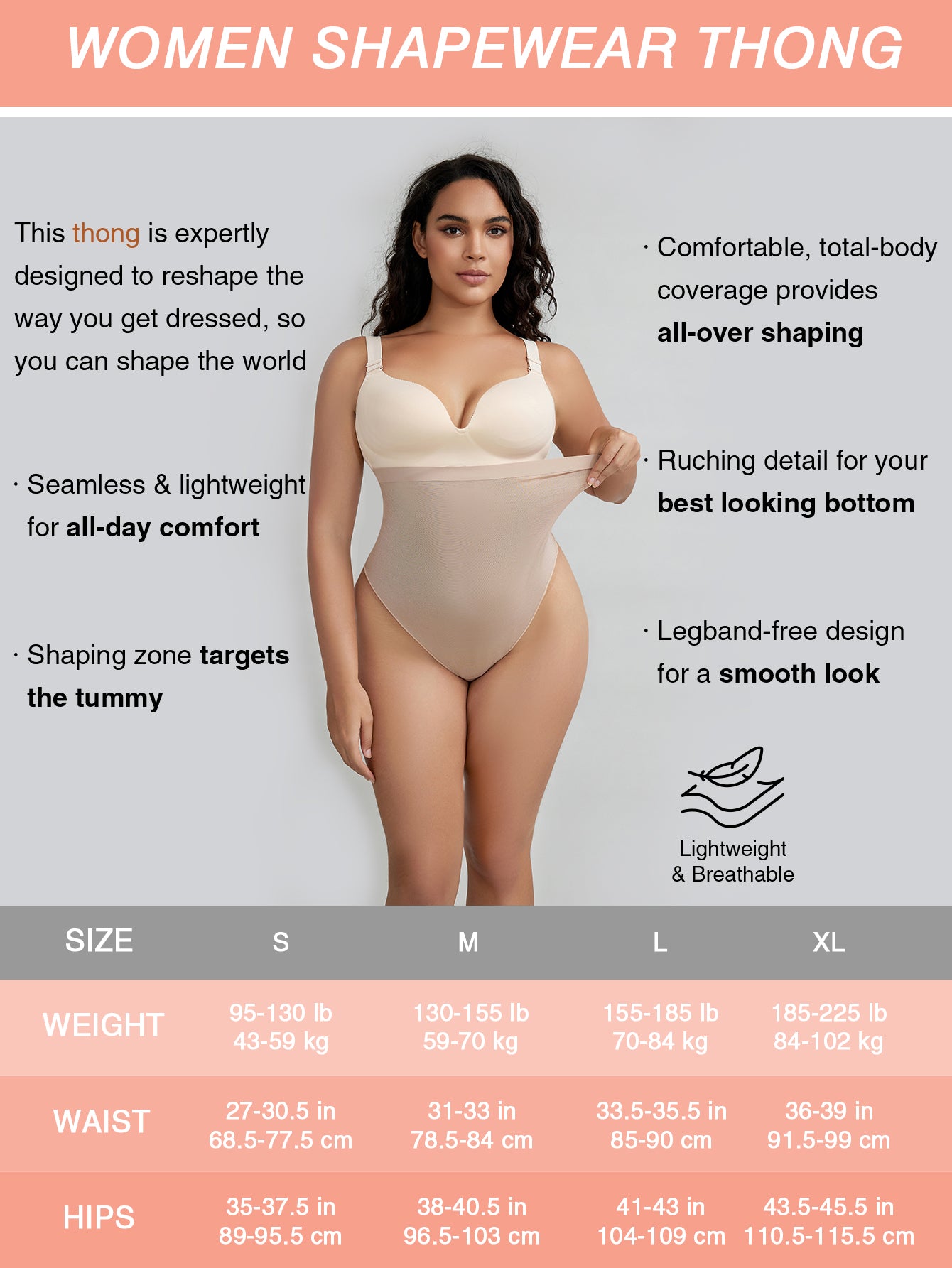 High Waist Comfort Slimming Thong Underwear Breathable Everyday Shaping Thong