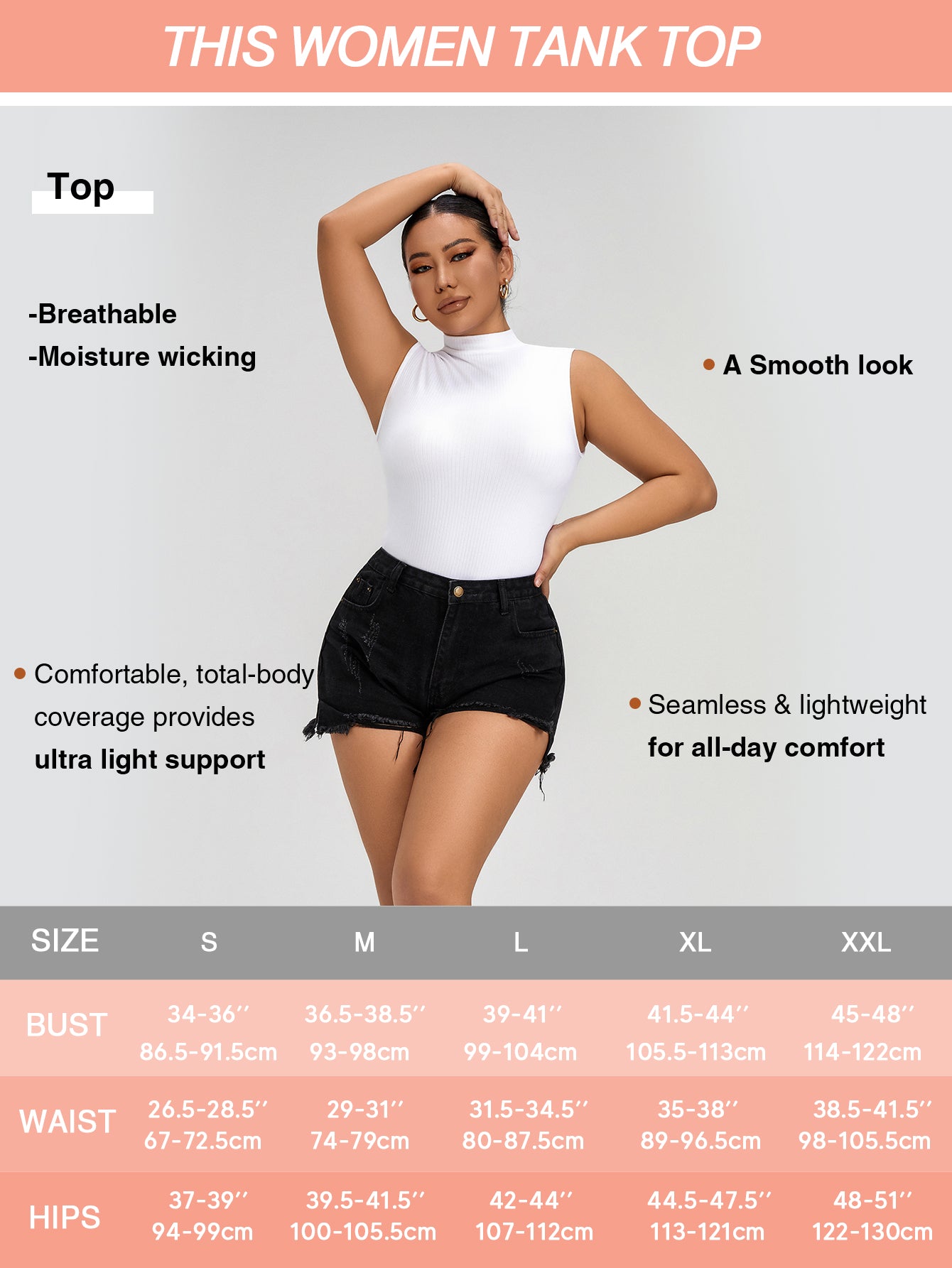 Women Seamless Mock Turtle Neck Slim Fitted Tank Tops Basic T Shirts