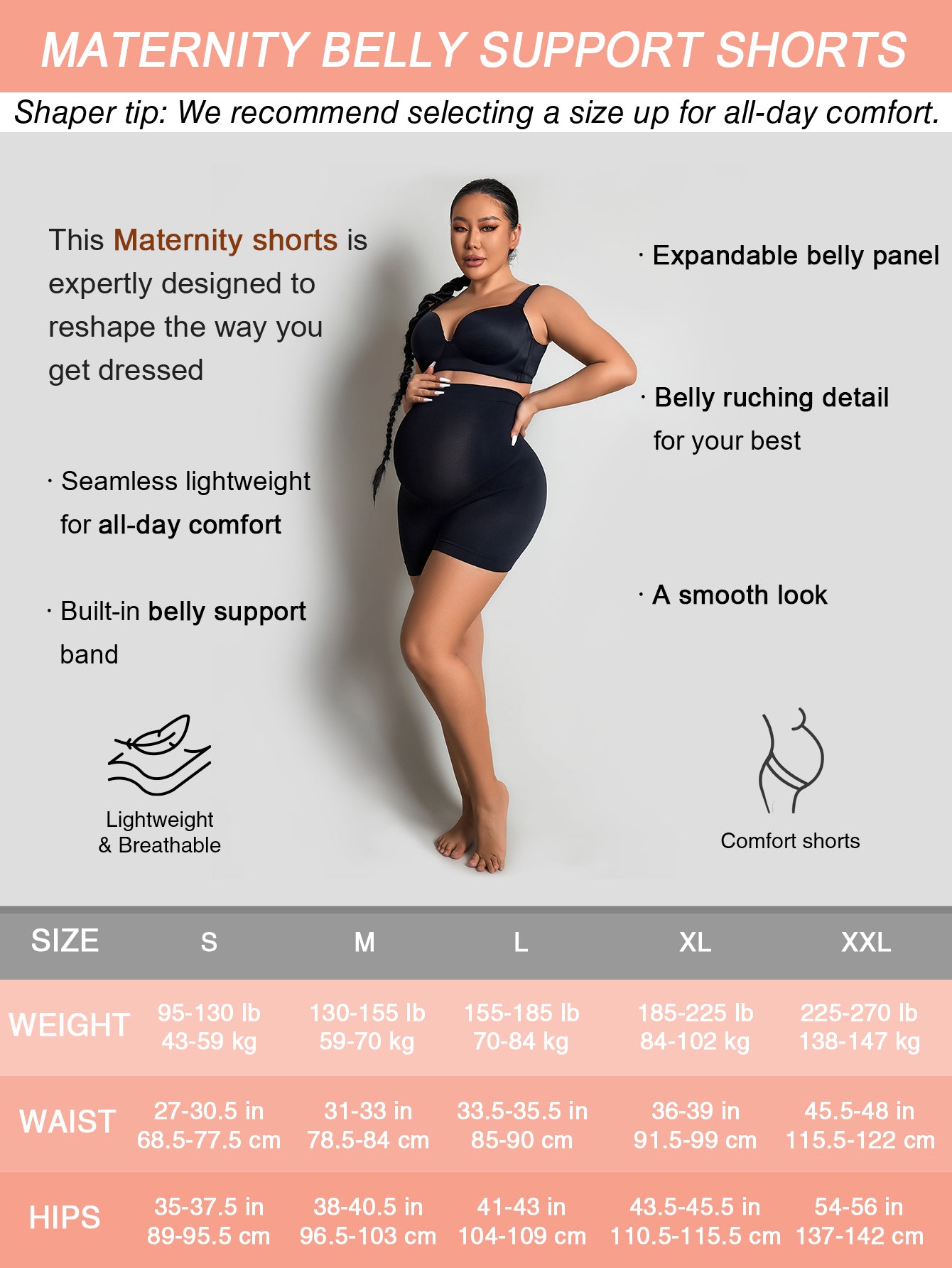 Plus Size Maternity Shapewear, Mid-Thigh Pregnancy Underwear For Dresses