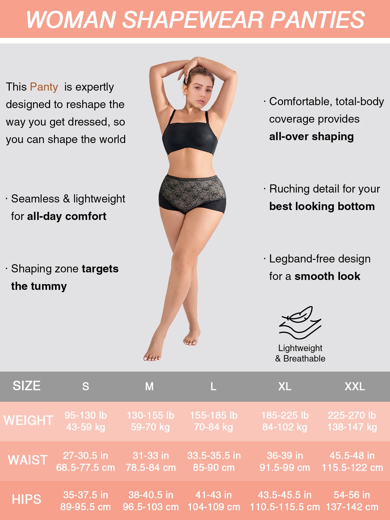 Tummy Control Underwear Shapewear for Women Light Control Brief with Lace Fajas