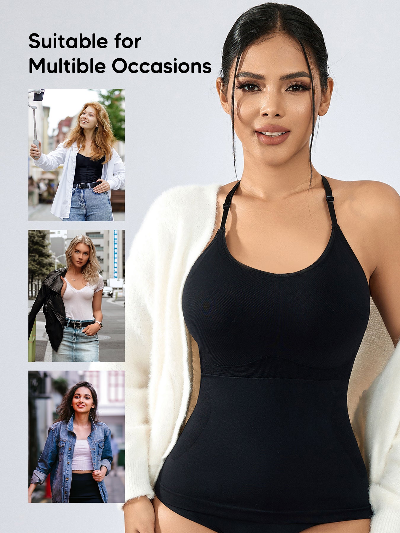 MUEE Seamless Compression Tank Tops Body Shaper Camisole with lace back