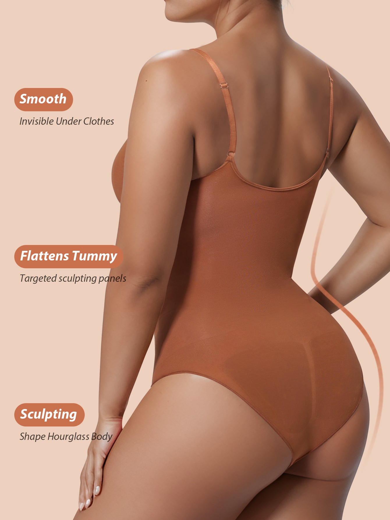 Supportive Low-Cut Seamless Bodysuit For Women No Visible Lines Under Clothes