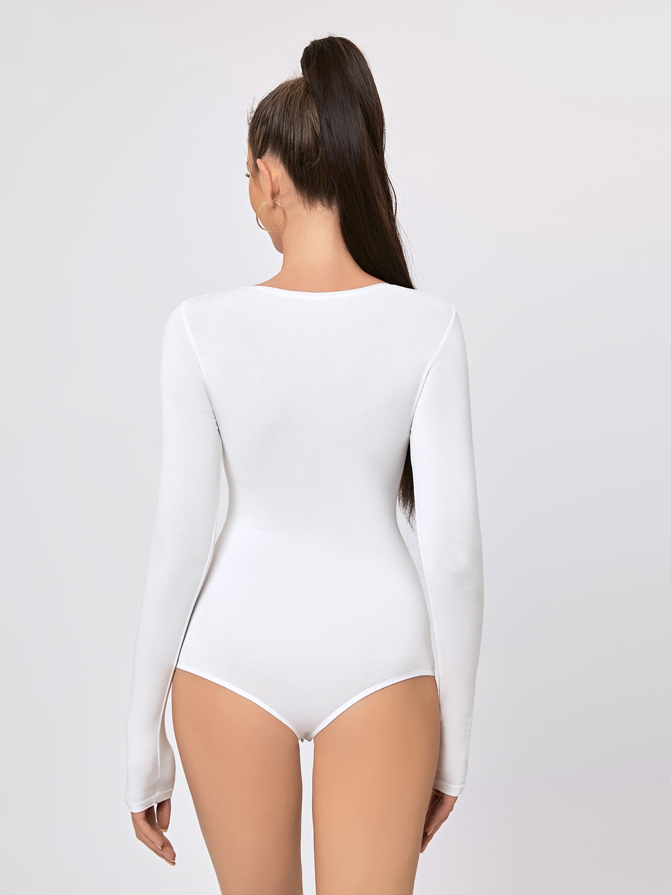 Long Sleeve Bodysuit for Women Seamless Round Neck Body Shaper Tops