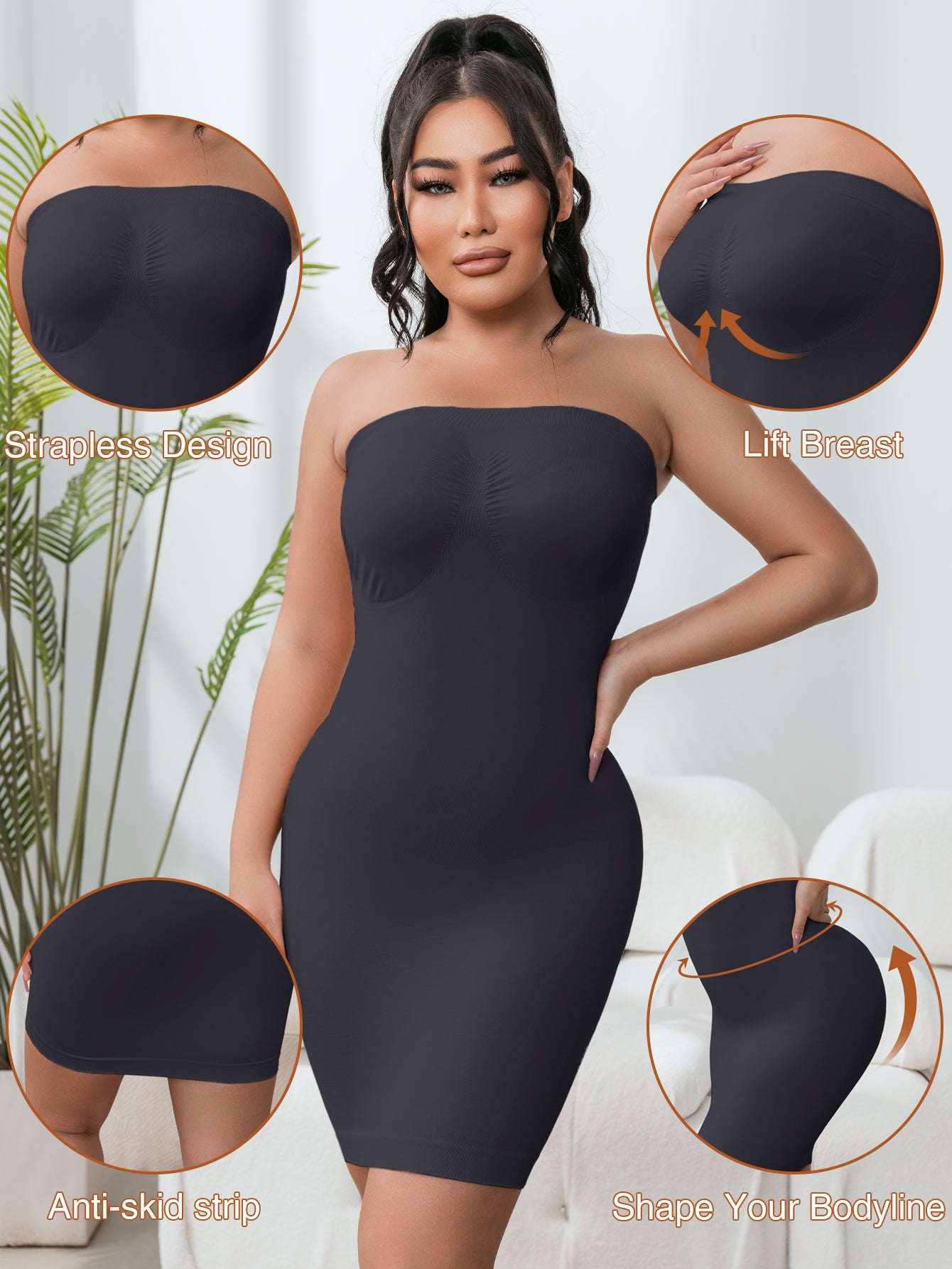 Strapless Tummy Control Seamless Under Dress Slip for Women