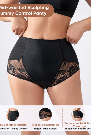 Shapewear Panties for Women High Waist Shaping Lace Tummy Control Underwear