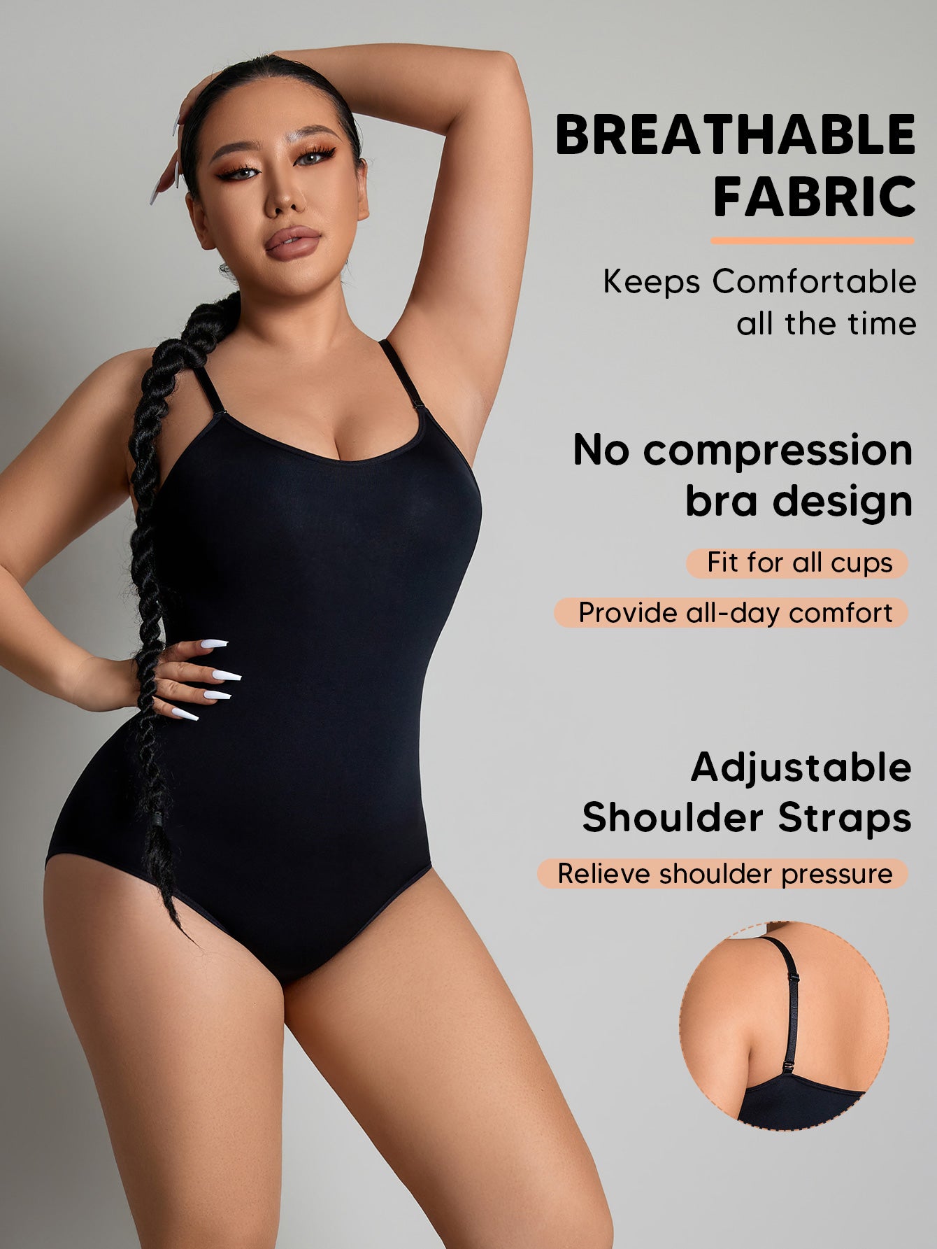 Sleeveless Adjustable Seamless Spaghetti Strip Tops Shapewear Bodysuits