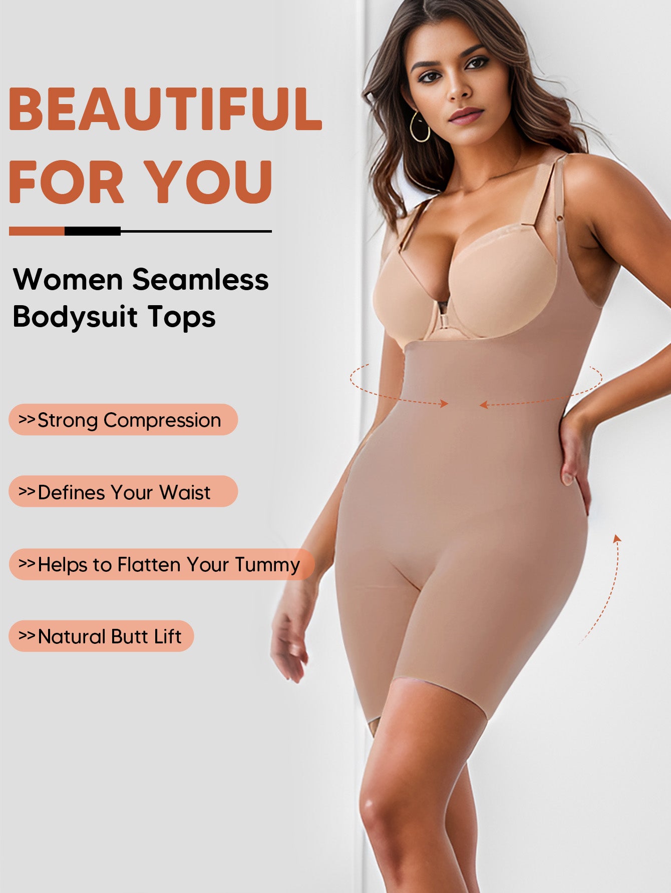 Seamless Open Bust Thigh Slimming Bodysuit Shaping Body Shaper