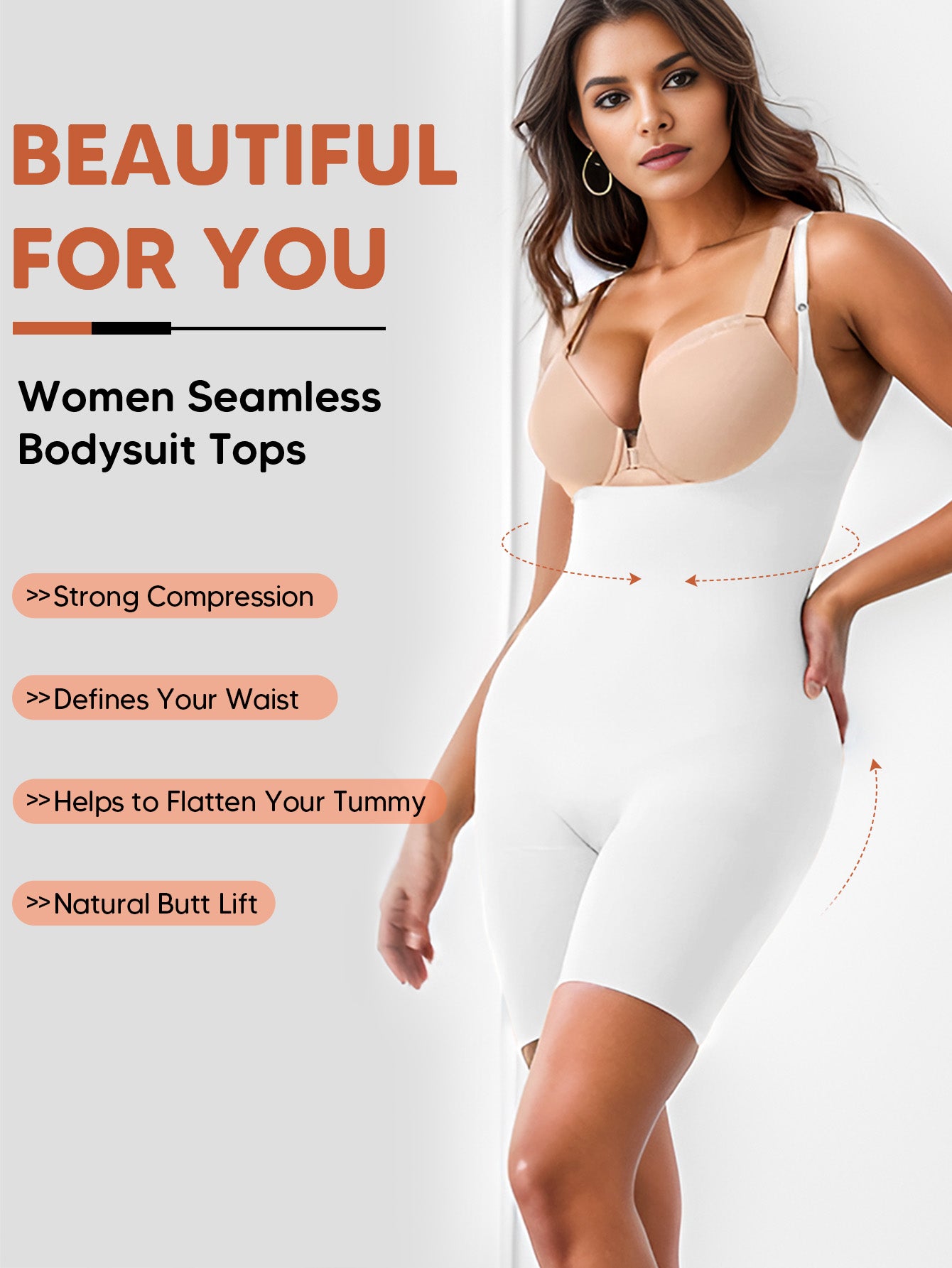 Seamless Open Bust Thigh Slimming Bodysuit Shaping Body Shaper