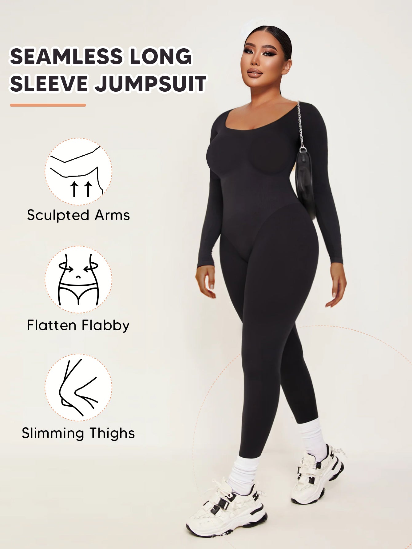 Seamless Long Sleeve Jumpsuit Tummy Control Yoga Rompers Gym One Piece Unitard