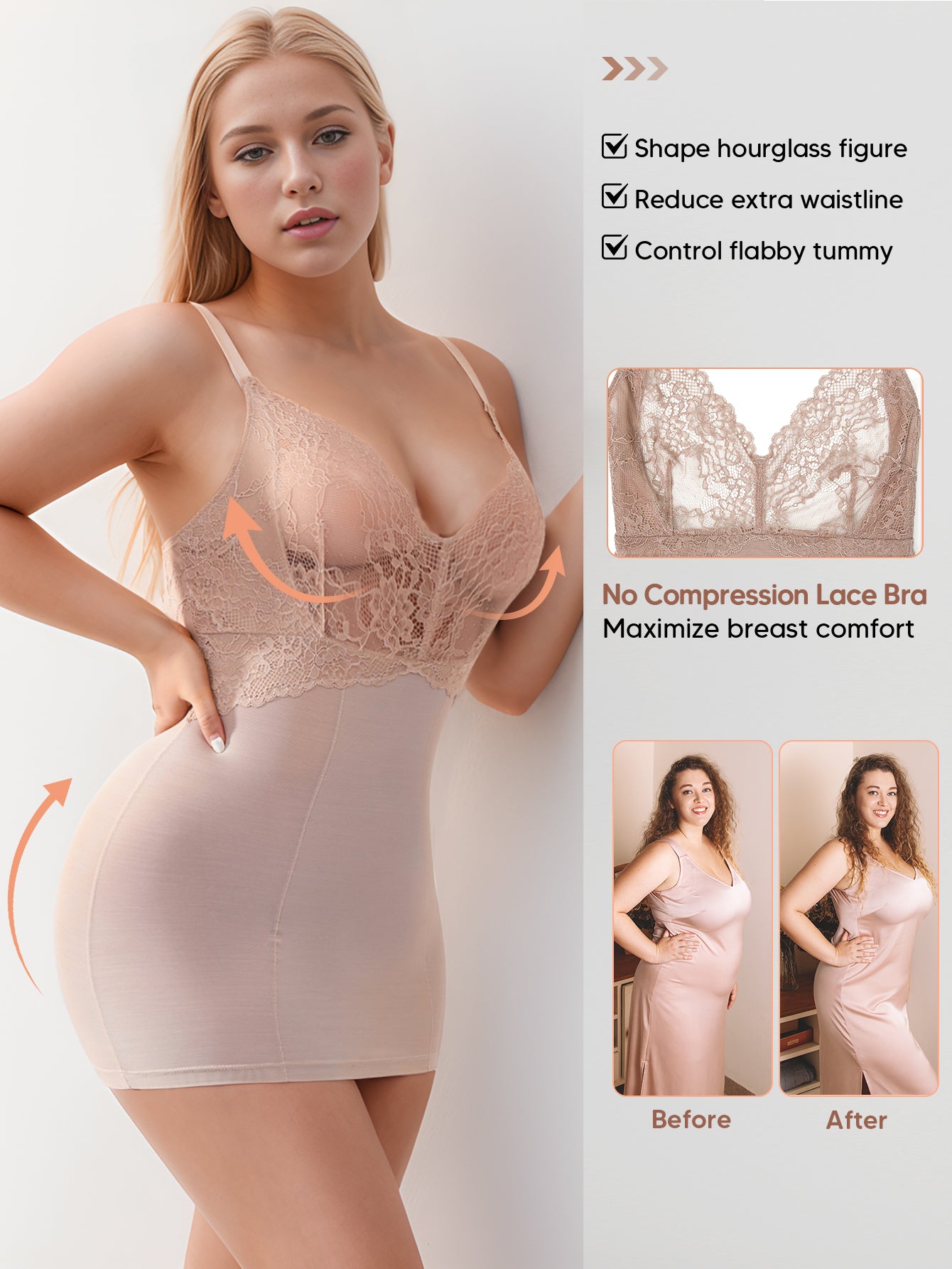 Adjustable Straps Lace Cami Shaping Fajas Cami Body Shaper Lingerie for Women