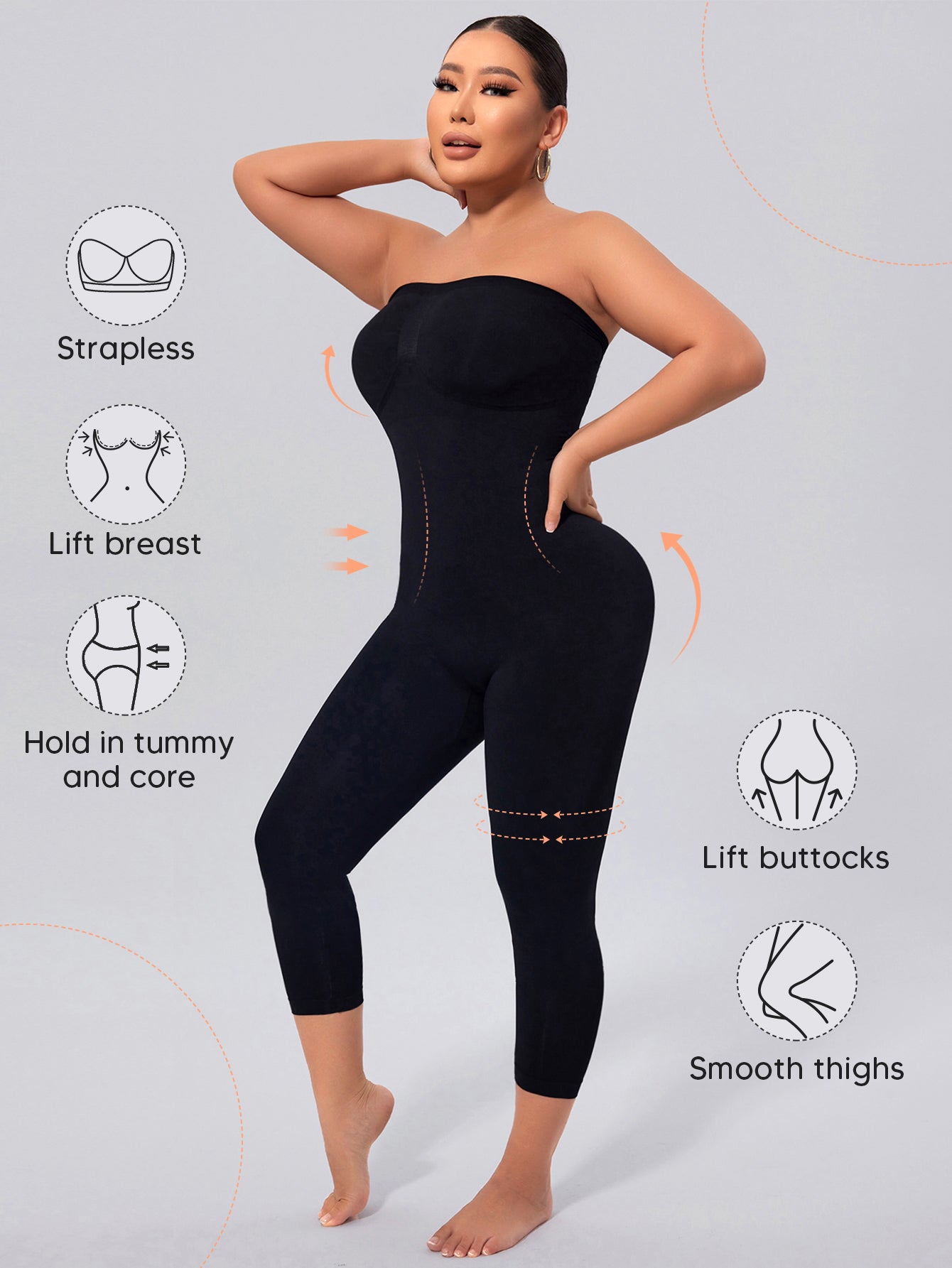 Off Shoulder Strapless Shapewear Bodysuit for Women Full Body Shaper Leggings