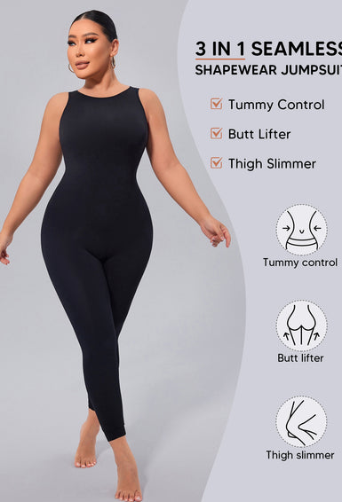 One Piece Sexy Crew Neck Jumpsuits High Neck Sleeveless Bodycon Bodysuit Pants
