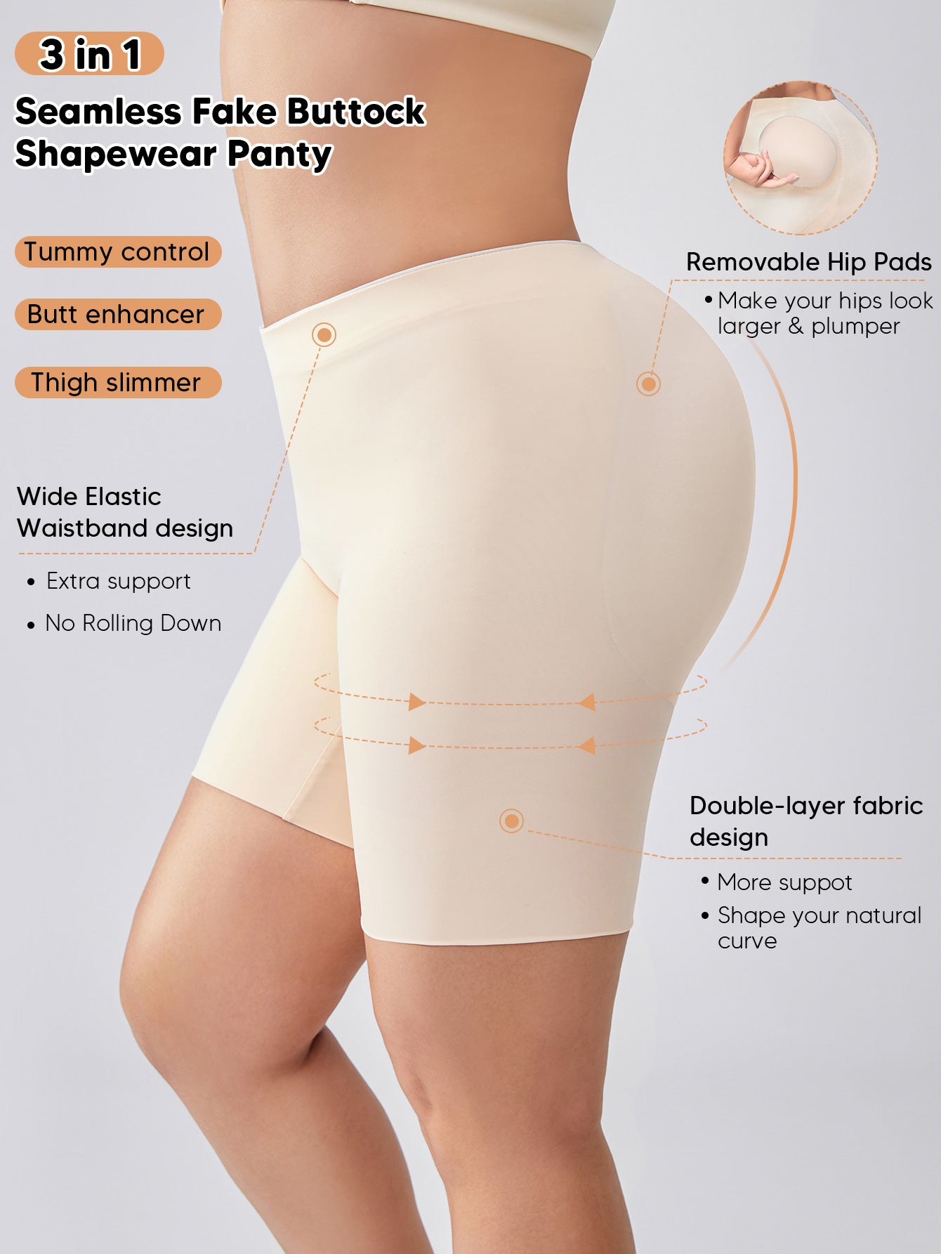 MUEE Women's Girdle Shorts Mid-Waist Compression Stomach Body Shaper Shorts