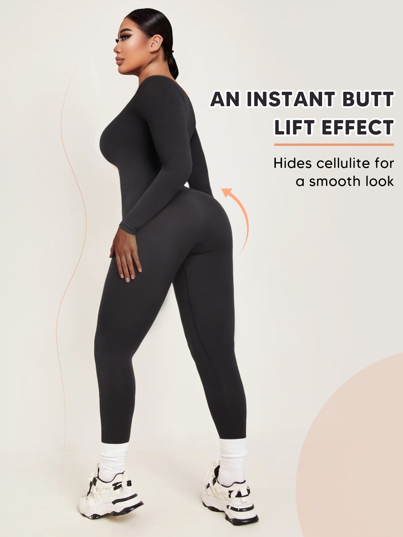 Seamless Long Sleeve Jumpsuit Tummy Control Yoga Rompers Gym One Piece Unitard