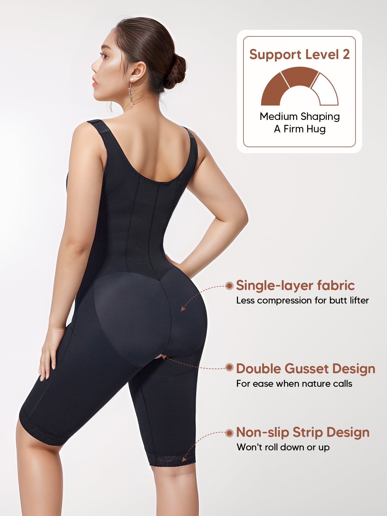 Open-Bust Bodysuit Thigh Slimmer Shapewear Tummy Control Zipper Compression Garment