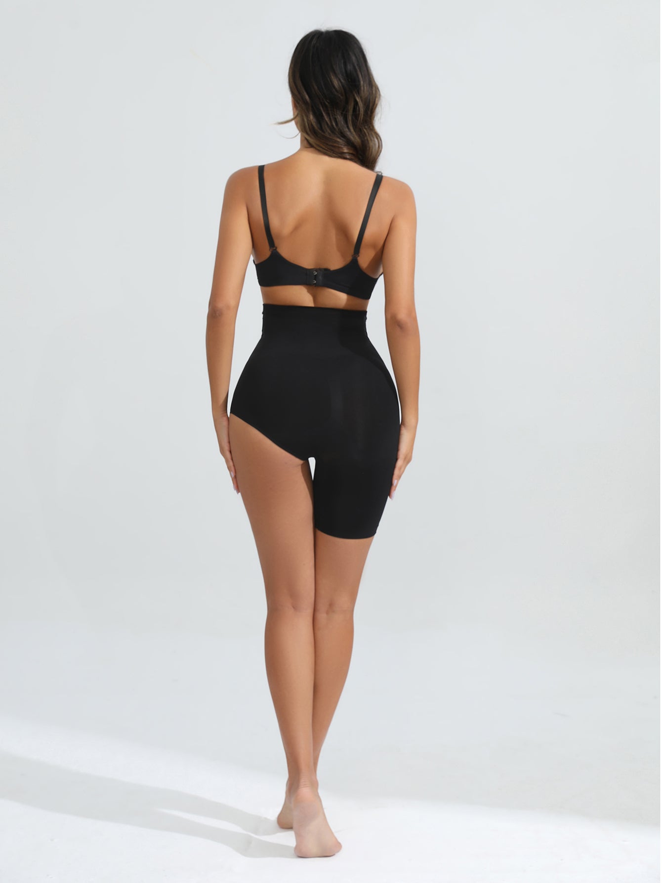 High Waisted Shapewear Shorts With Left Leg Exposed Solution For Under Dressed