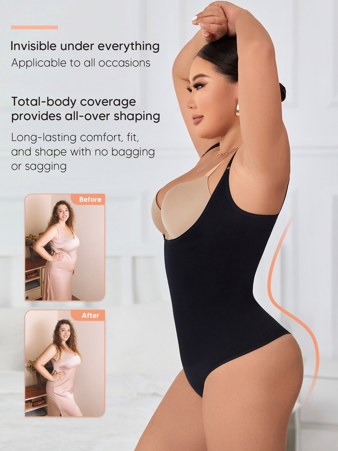 Ultra-Light Support Open Bust Seamless Shapewear Bodysuit