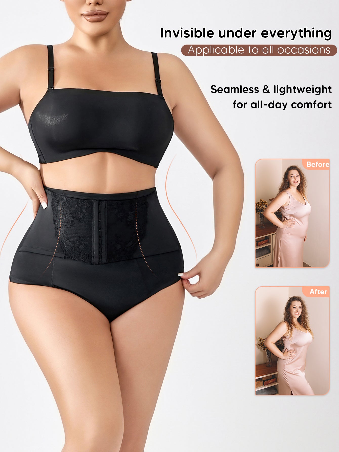 High Waisted Double Tummy Control Shapewear Waist Trainer Thong Underwear