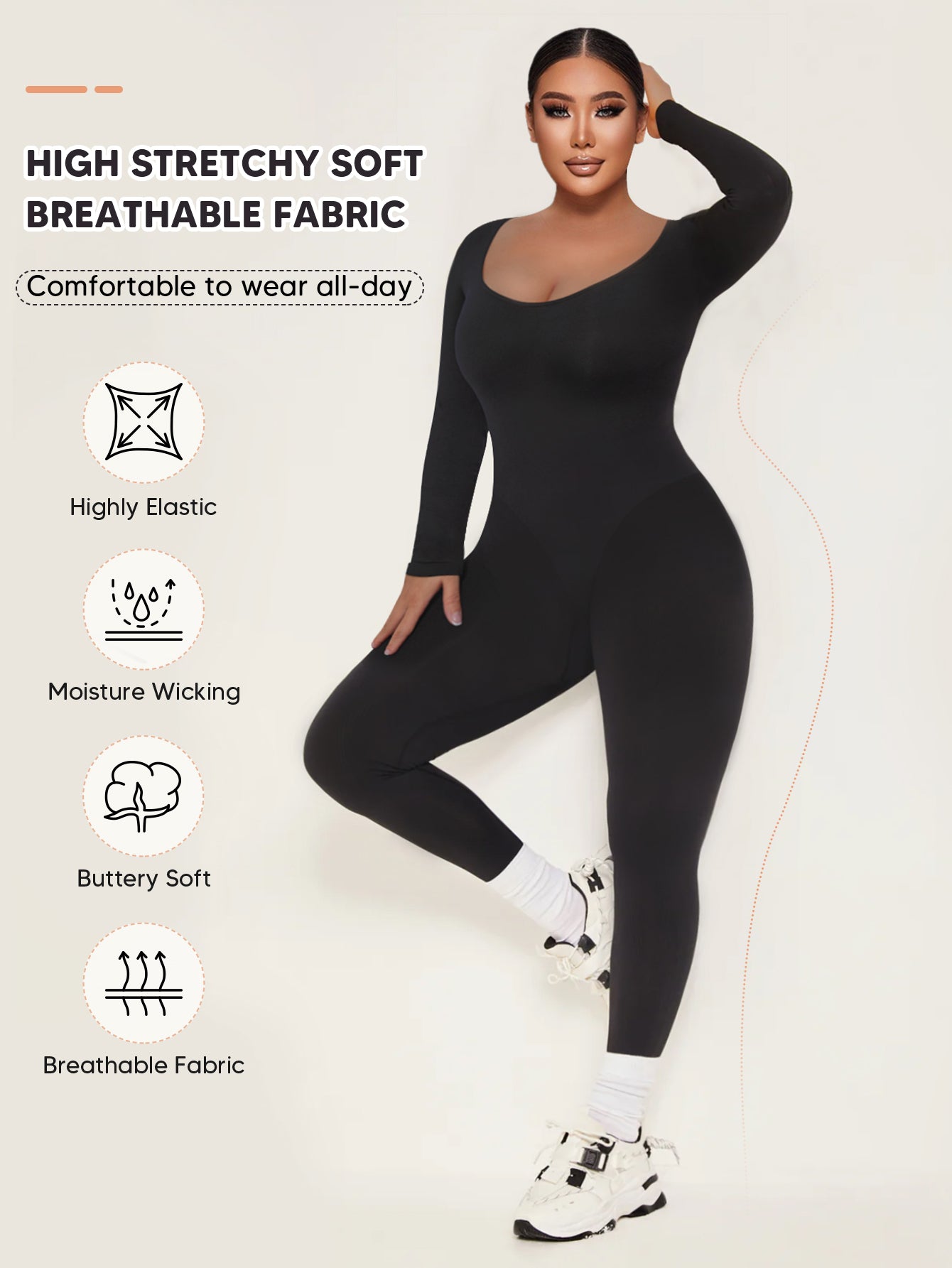 Seamless Long Sleeve Jumpsuit Tummy Control Yoga Rompers Gym One Piece Unitard