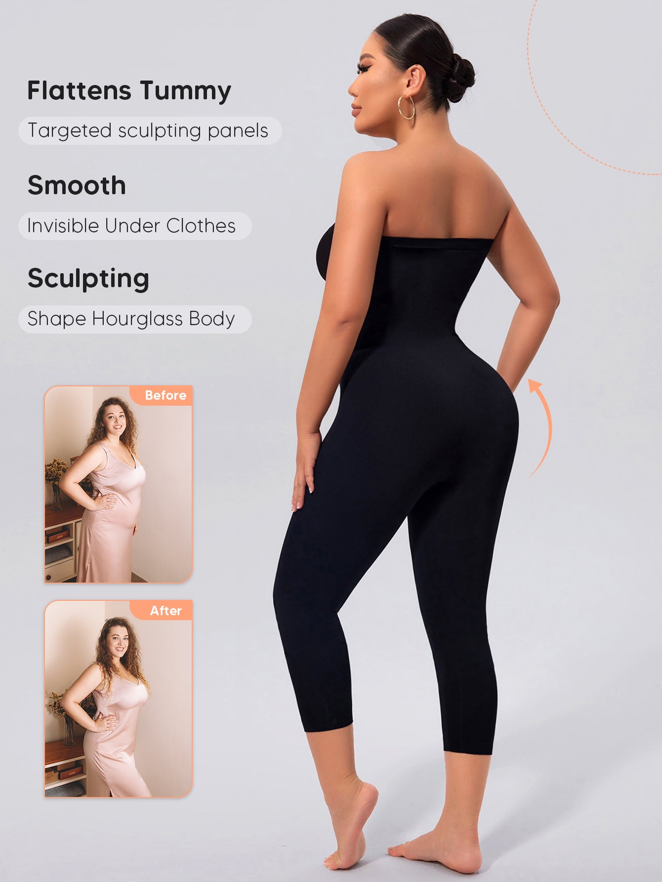 Off Shoulder Strapless Shapewear Bodysuit for Women Full Body Shaper Leggings