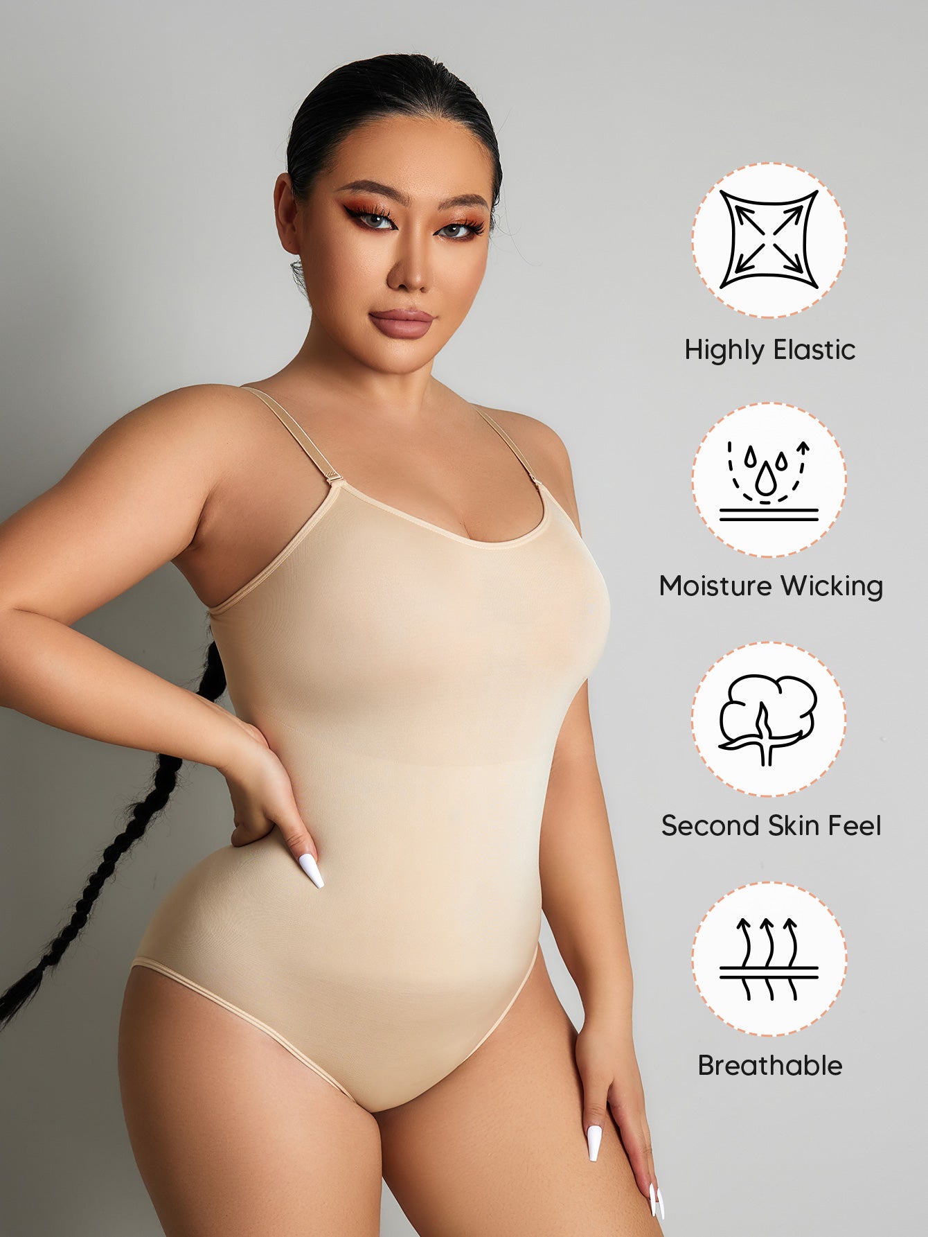 Sleeveless Adjustable Seamless Spaghetti Strip Tops Shapewear Bodysuits