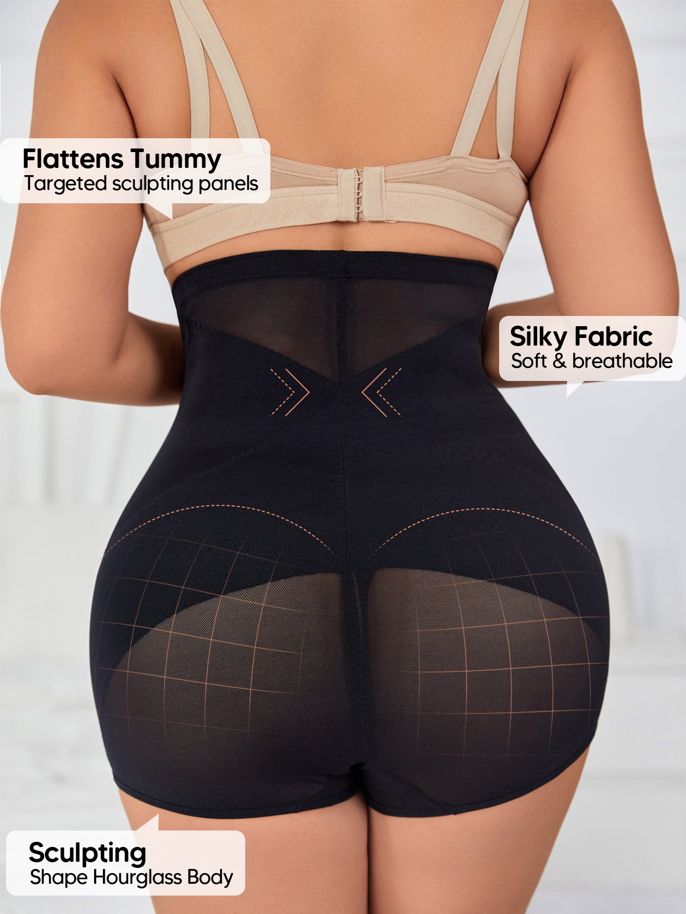 Tummy Control Boyshorts Underwear for Women Sexy Mesh Ladies No Show Panties