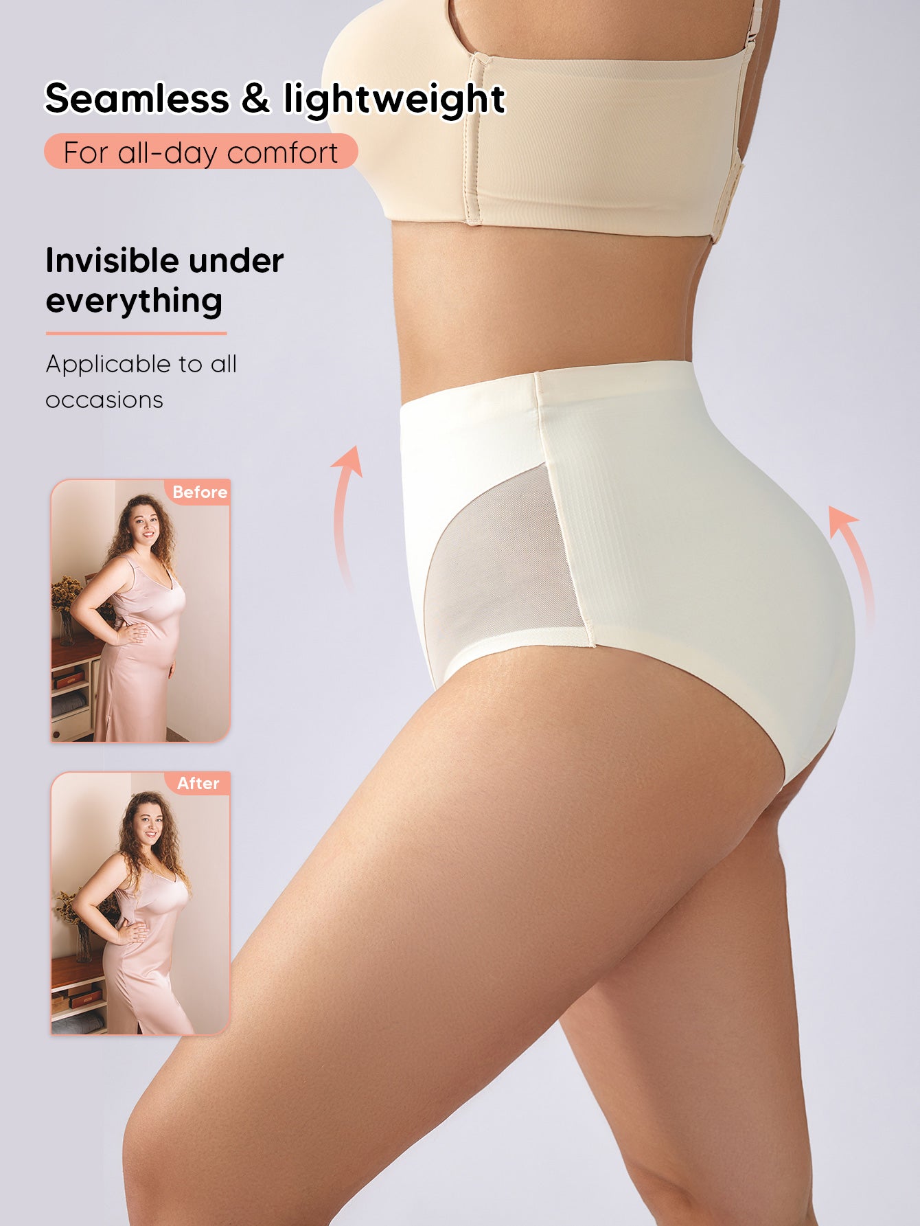 Mid Waist Trainer Girdle Body Shaper Briefs Butt Lifting Shapewear for Women