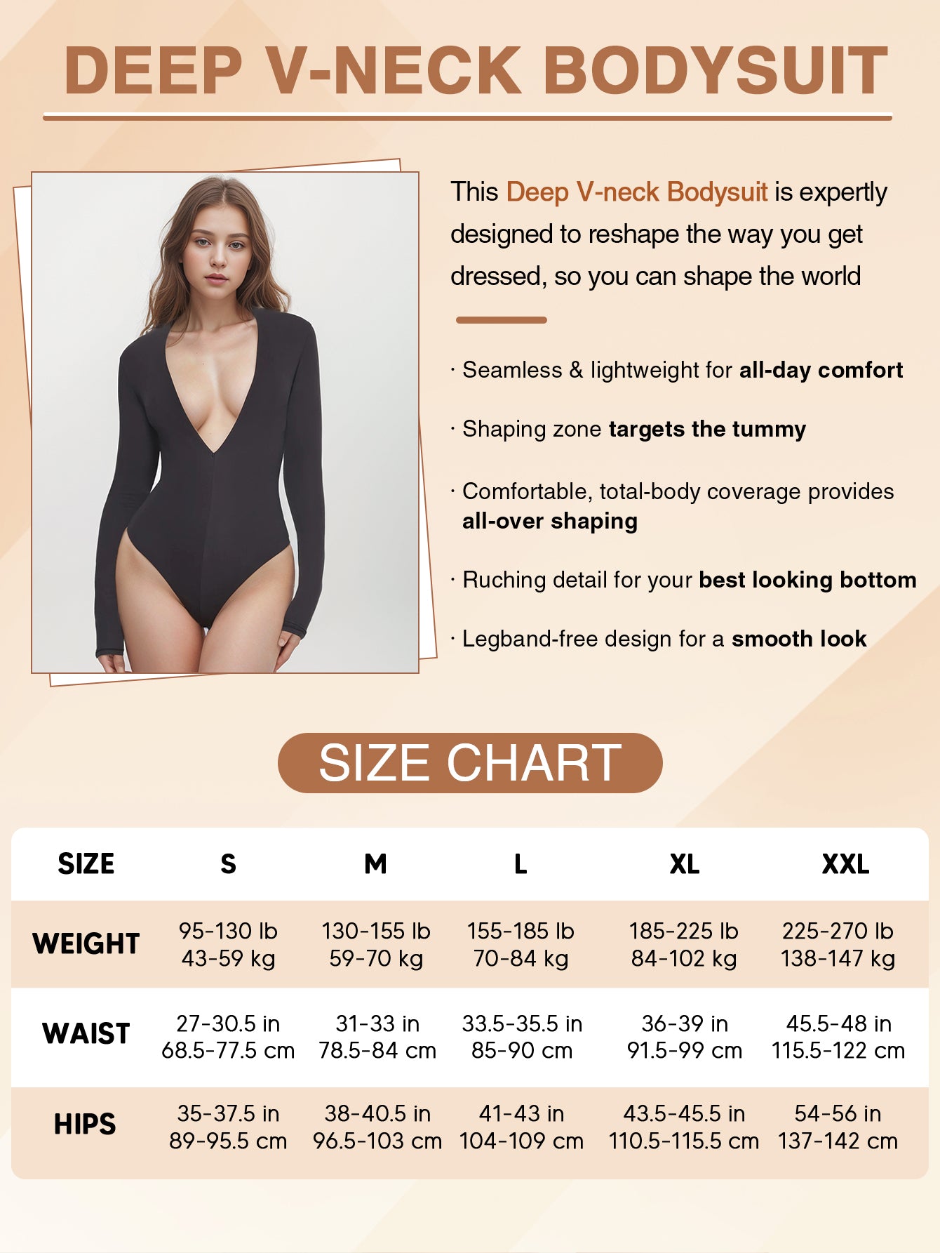 Deep V-Neck Long Sleeve Top Sexy Low Cut Thong Bodysuit Shirts